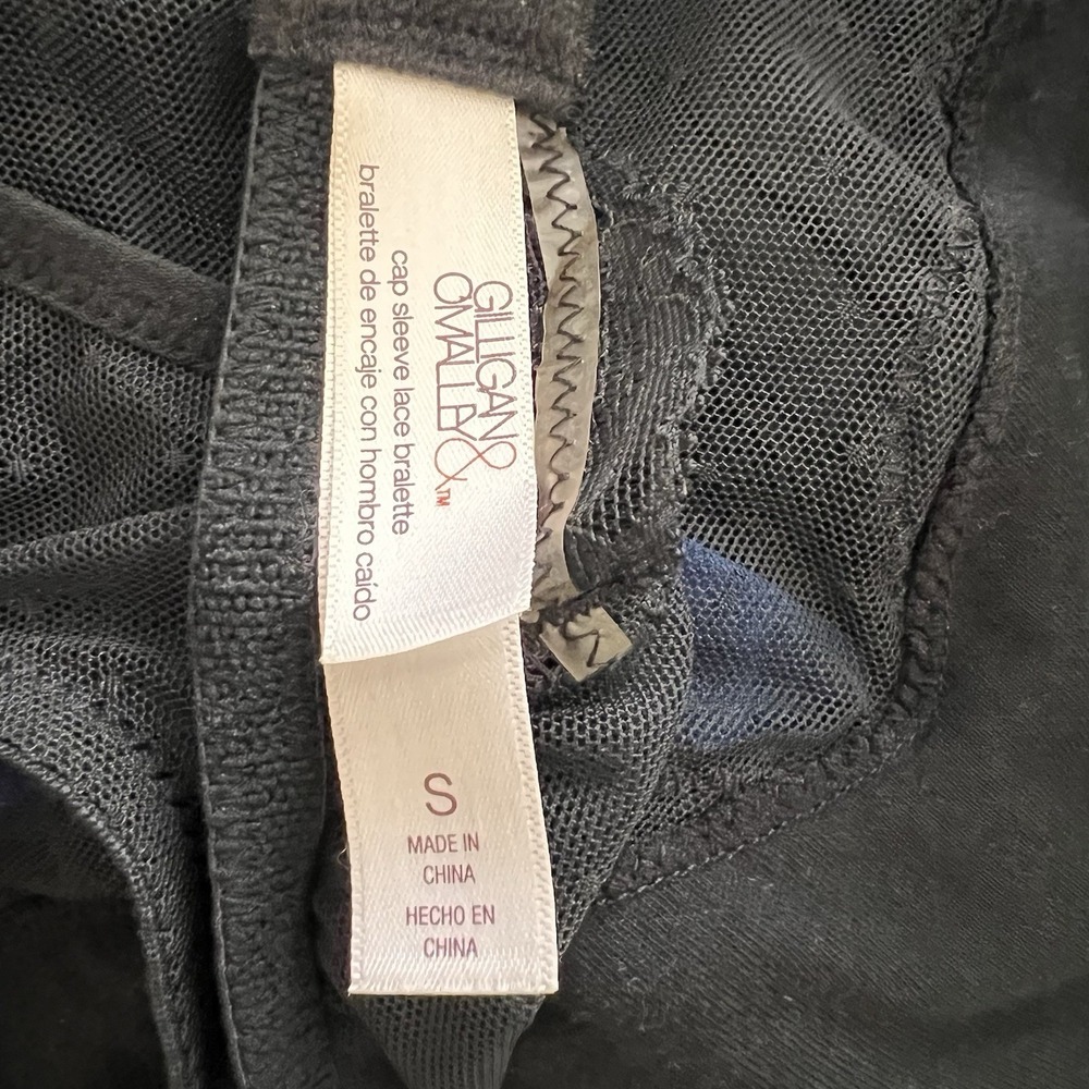Gilligan & O'Malley Small Cap Sleeve Lace Bralette Top Black Keyhole Back Padded - Picture 6 of 6